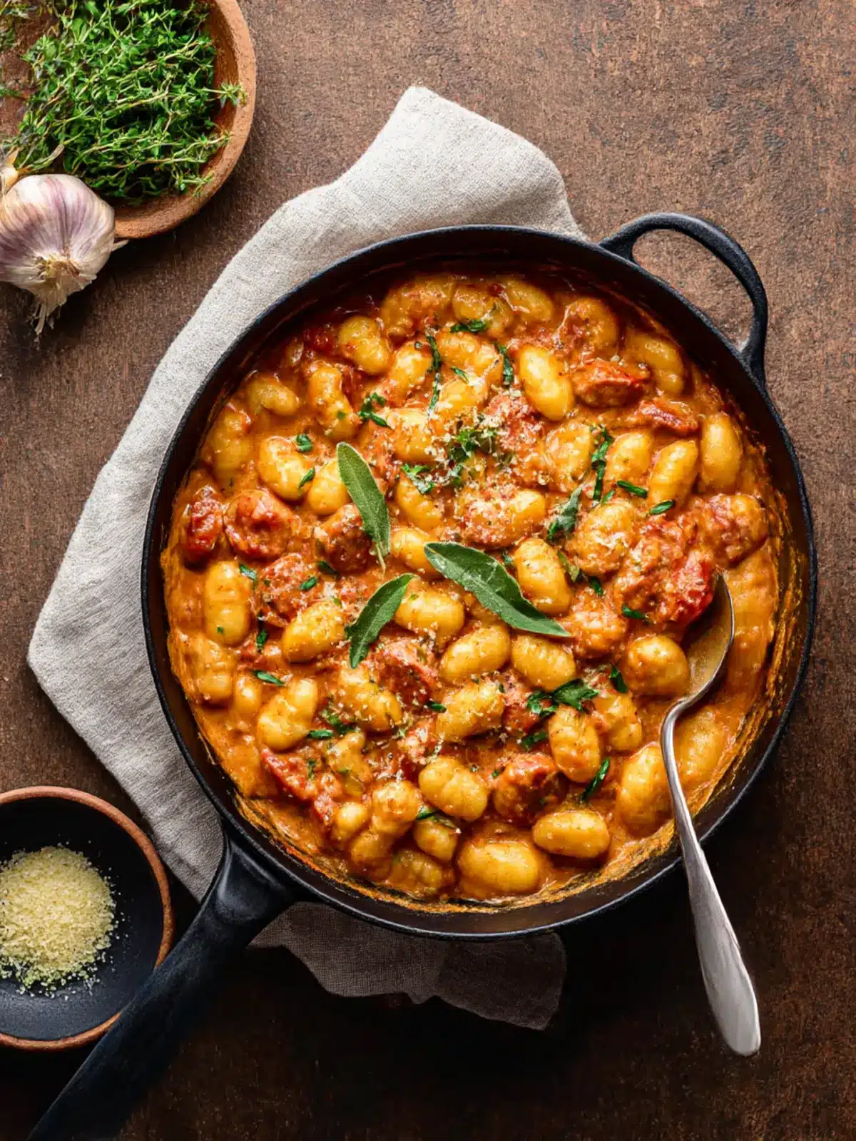 creamy one pot sausage gnocchi preparation steps
