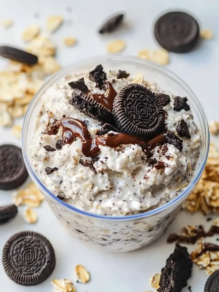 creamy oreo overnight oats - featured image