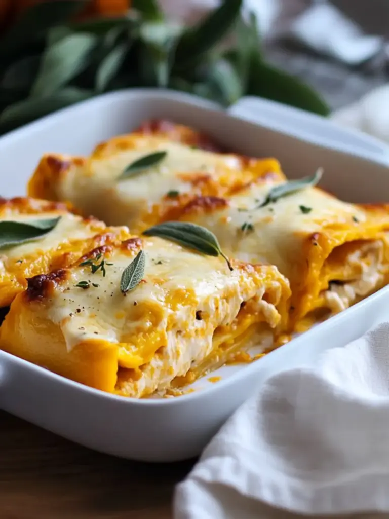 creamy pumpkin lasagna rolls - featured image