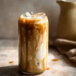 creamy salted tahini caramel latte - featured image