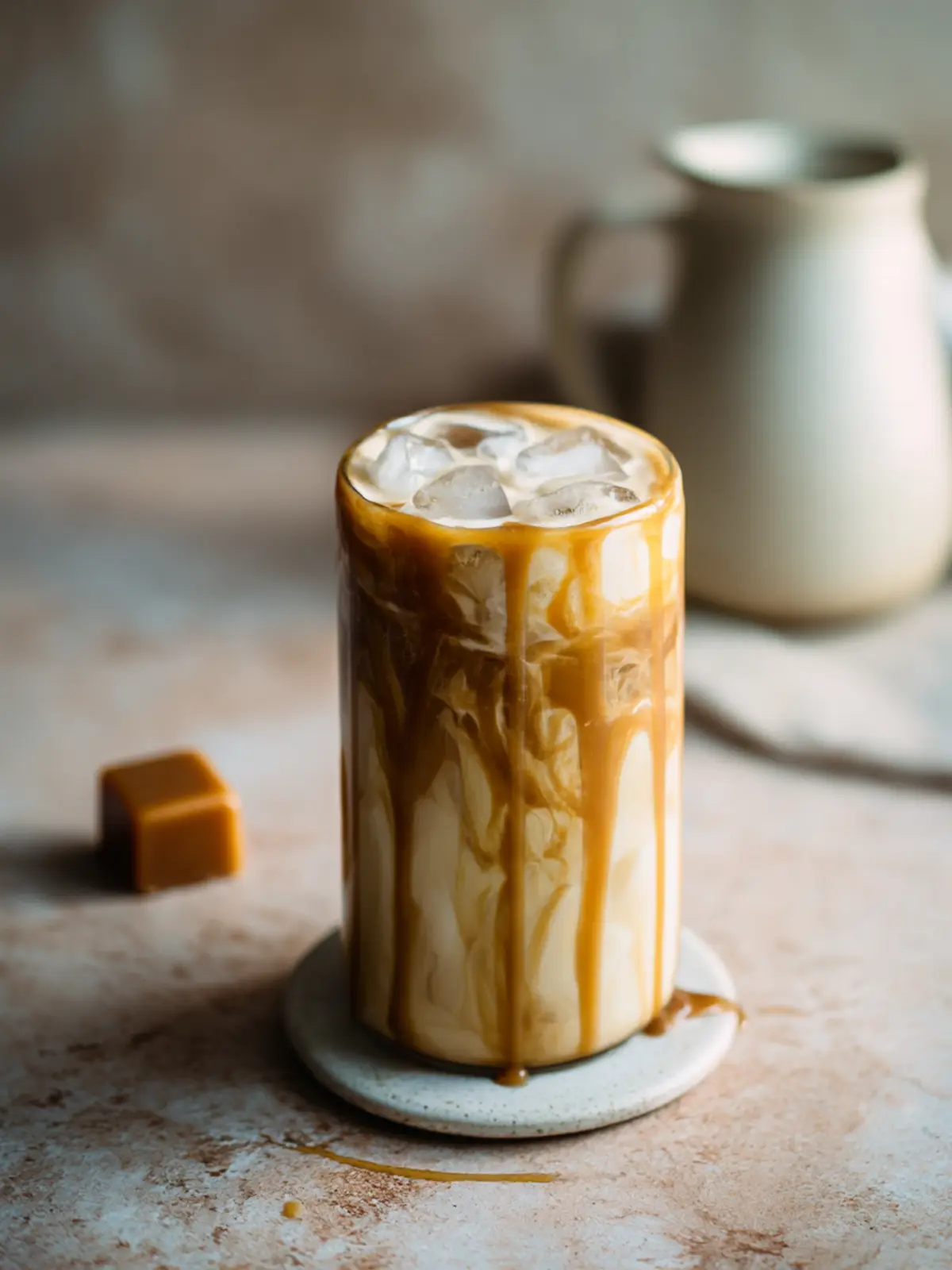 creamy salted tahini caramel latte preparation steps