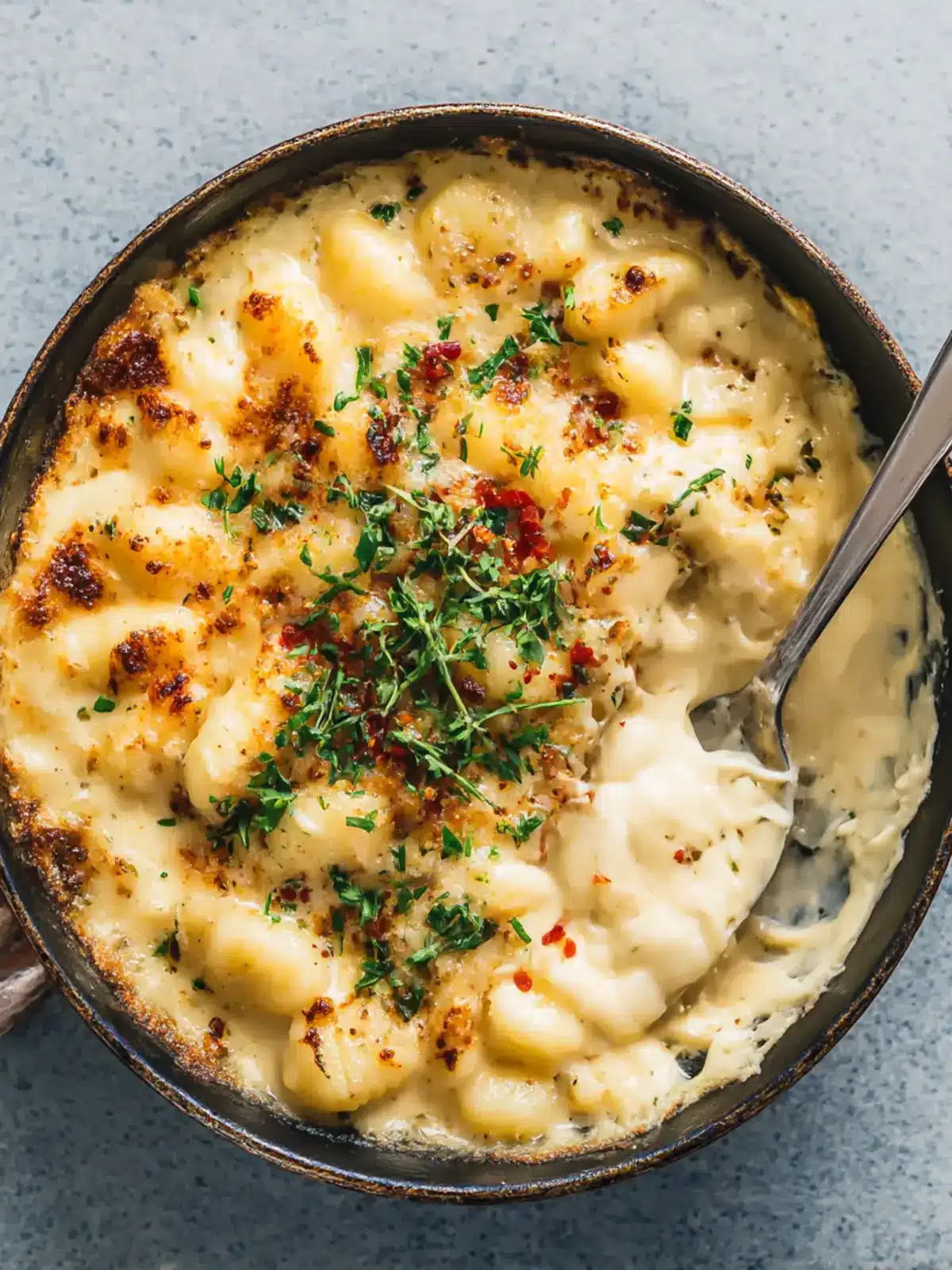 creamy skillet gnocchi mac and cheese preparation steps