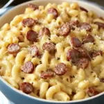 creamy smoked sausage mac and cheese - featured image