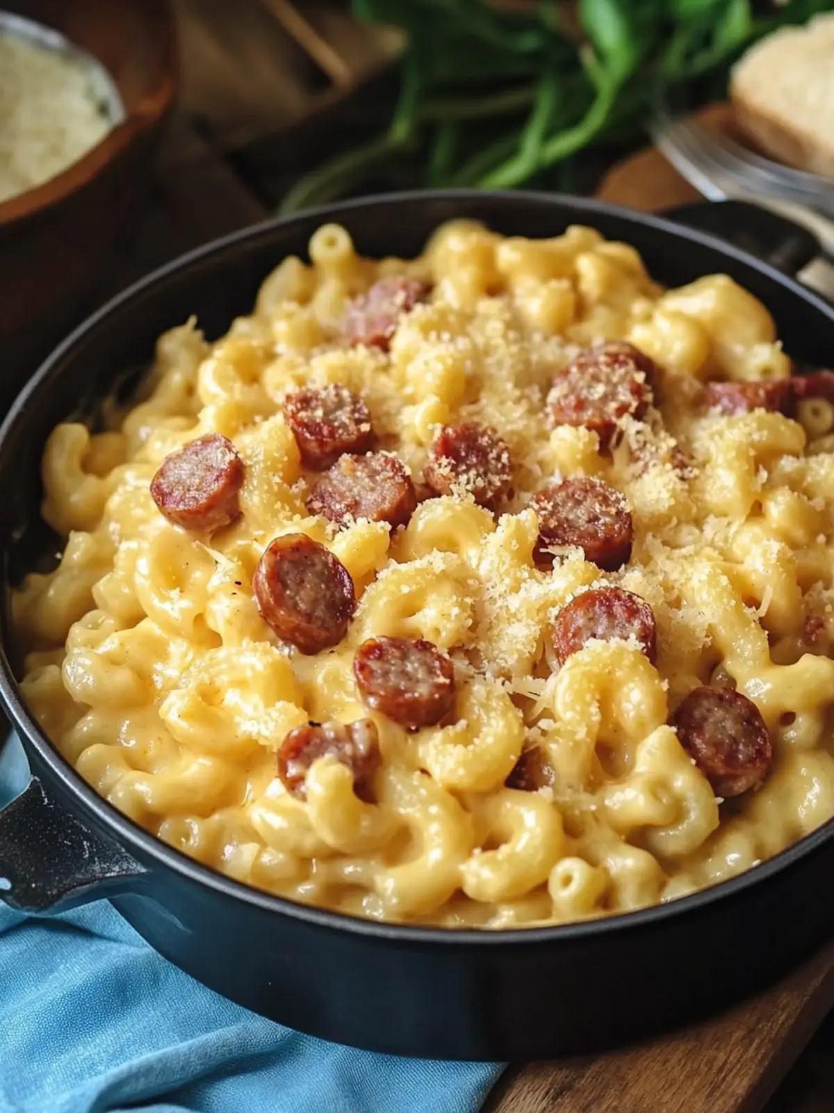 creamy smoked sausage mac and cheese preparation steps