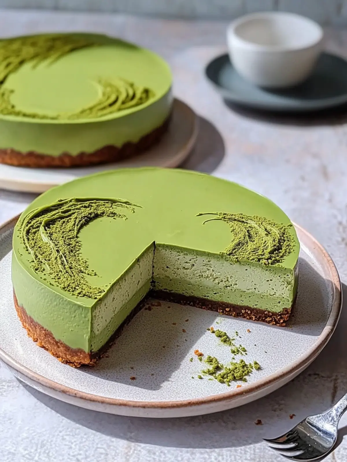creamy tofu matcha cheesecake preparation steps