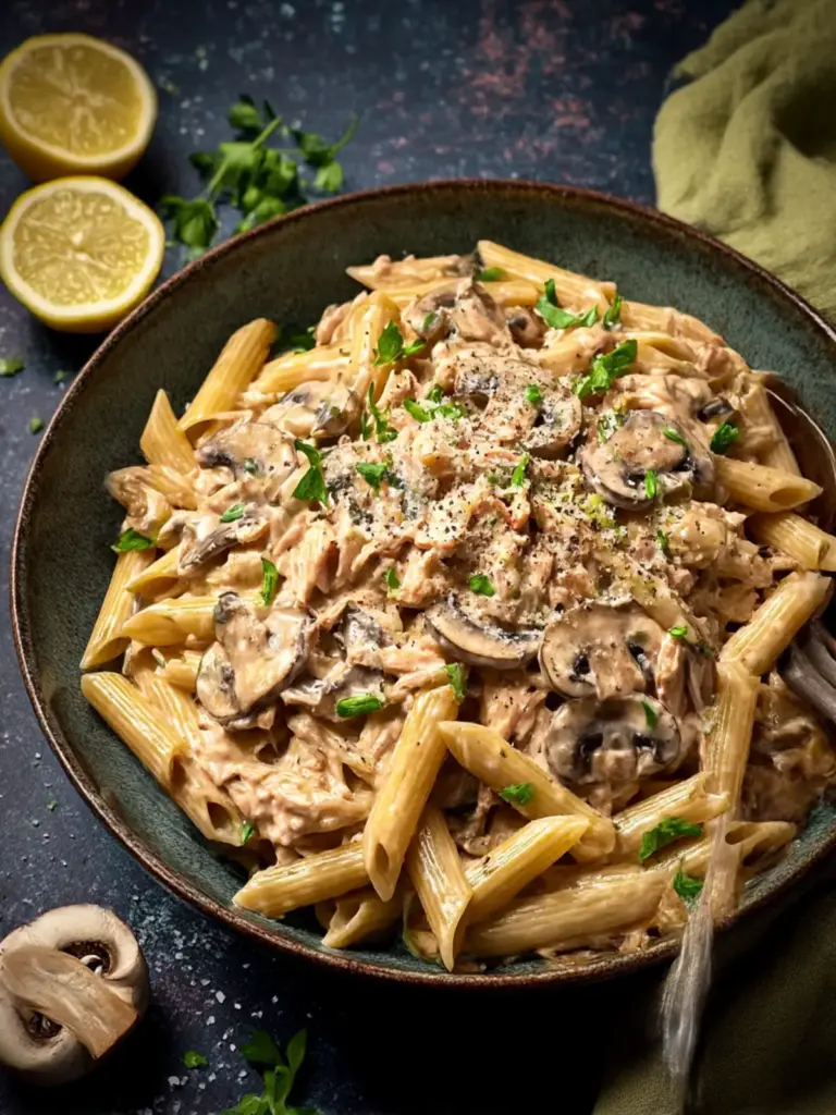 creamy tuna and mushroom pasta - featured image