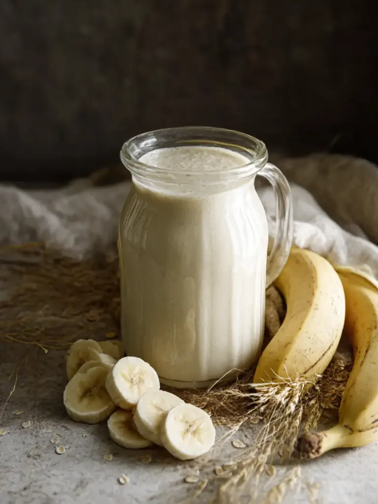 creamy vegan banana milk - featured image