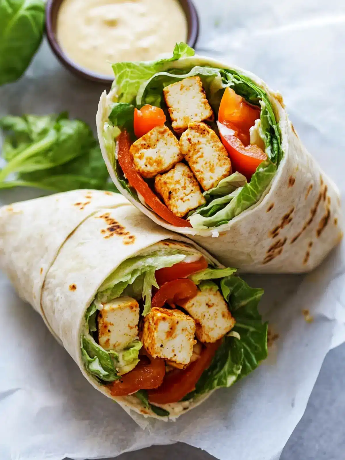 crispy buffalo ranch tofu wraps preparation steps