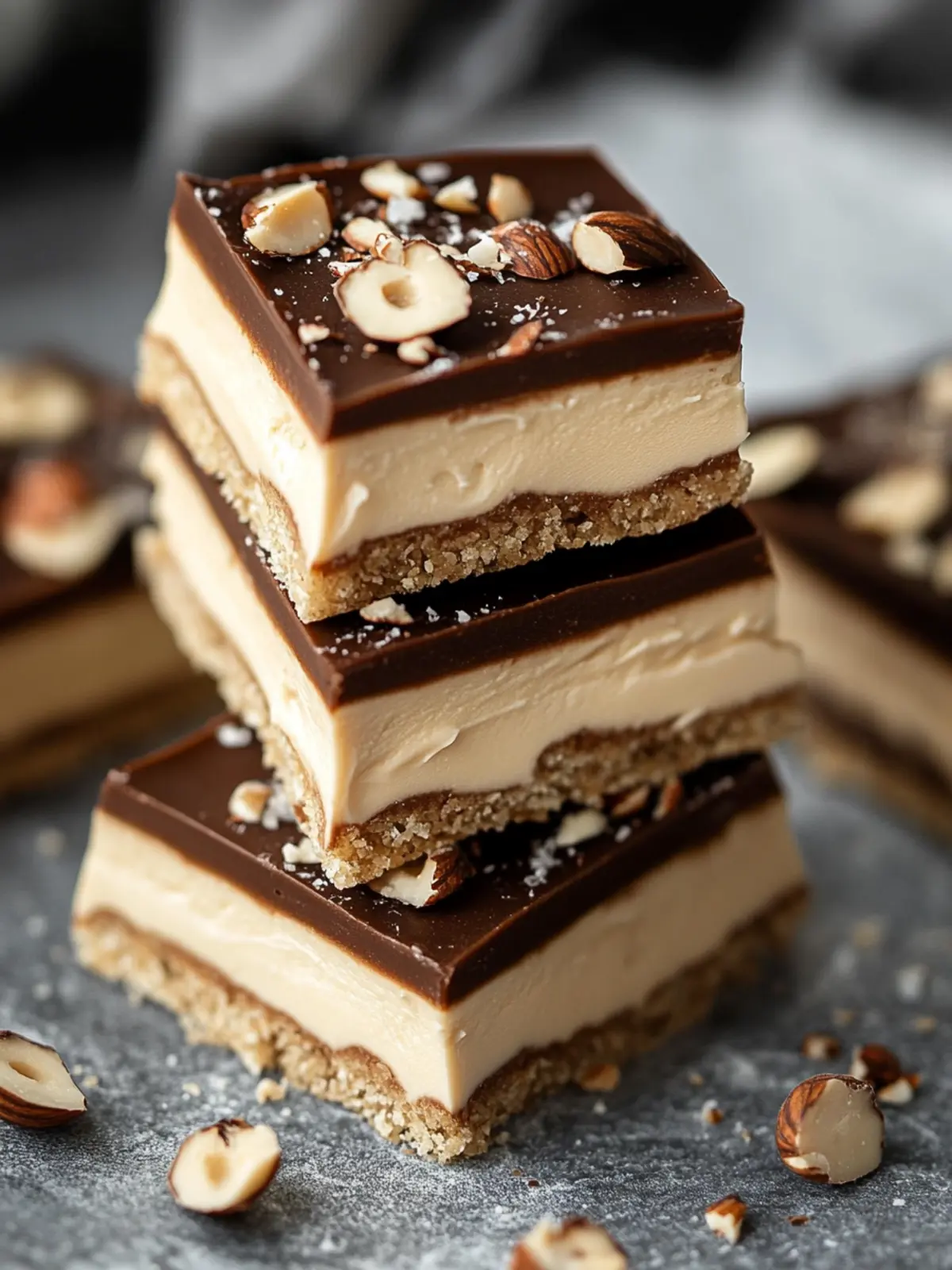 Decadent hazelnut cream bars with dark chocolate ganache preparation steps