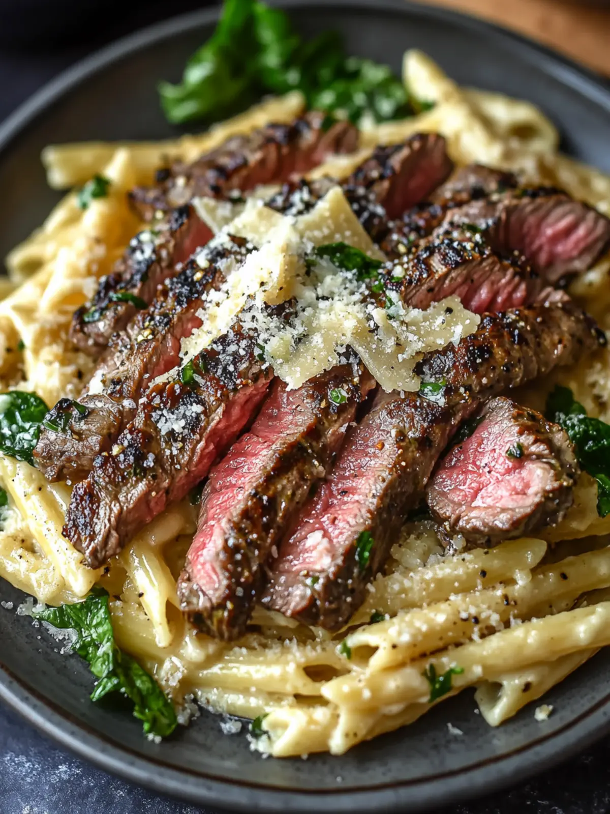 garlic parmesan steak pasta preparation steps