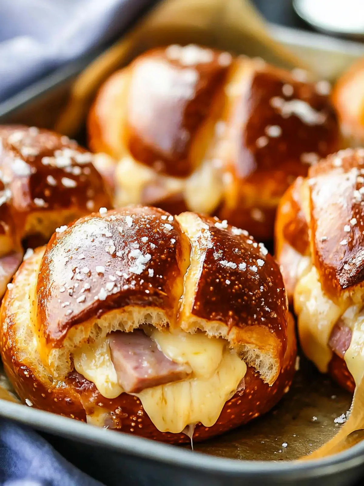 honey mustard ham and cheese pretzel sliders preparation steps