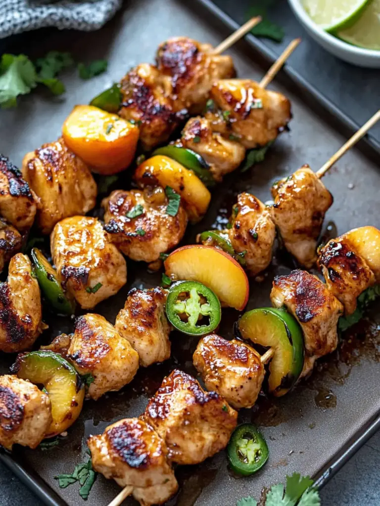 jalapeno peach chicken skewers - featured image