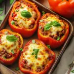 low carb pizza stuffed peppers - featured image