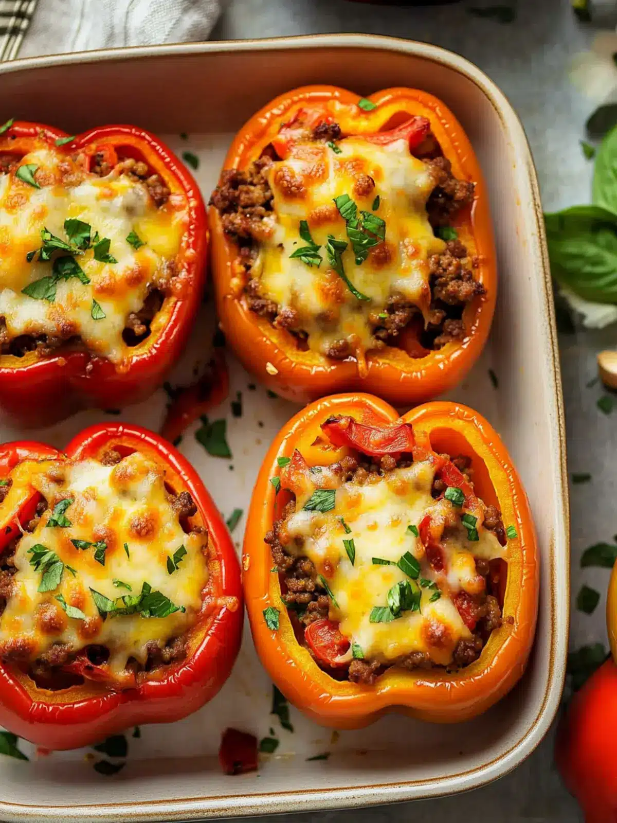 low carb pizza stuffed peppers preparation steps