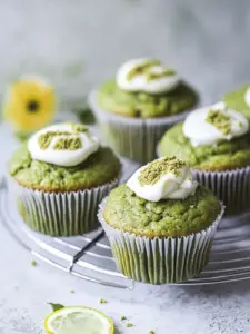 matcha muffins with lemon icing - featured image