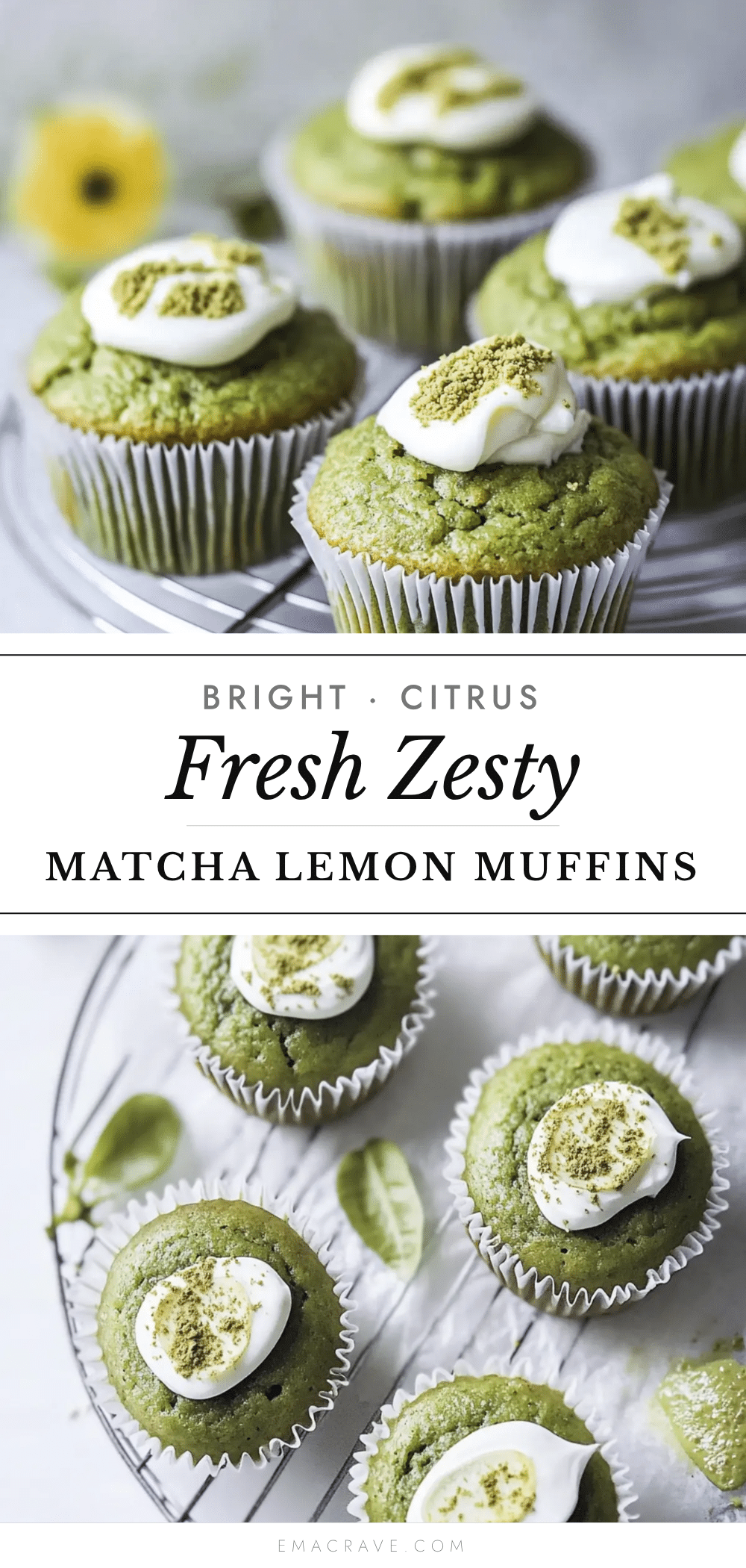 matcha muffins with lemon icing recipe