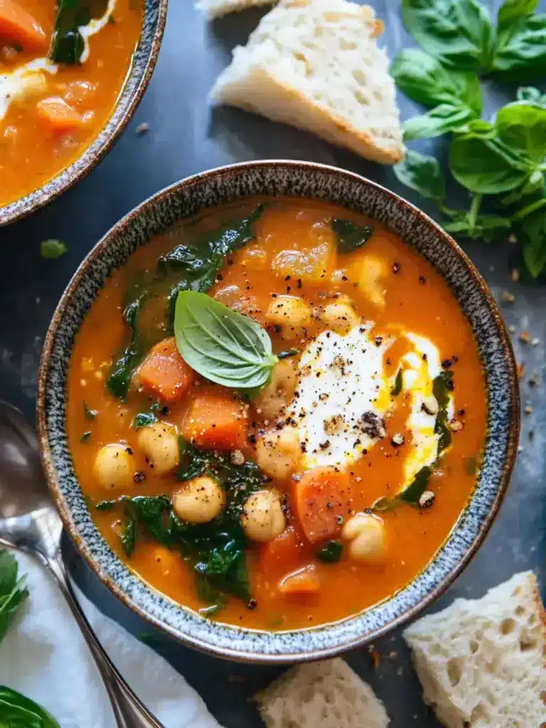 Mediterranean chickpea orzo soup - featured image