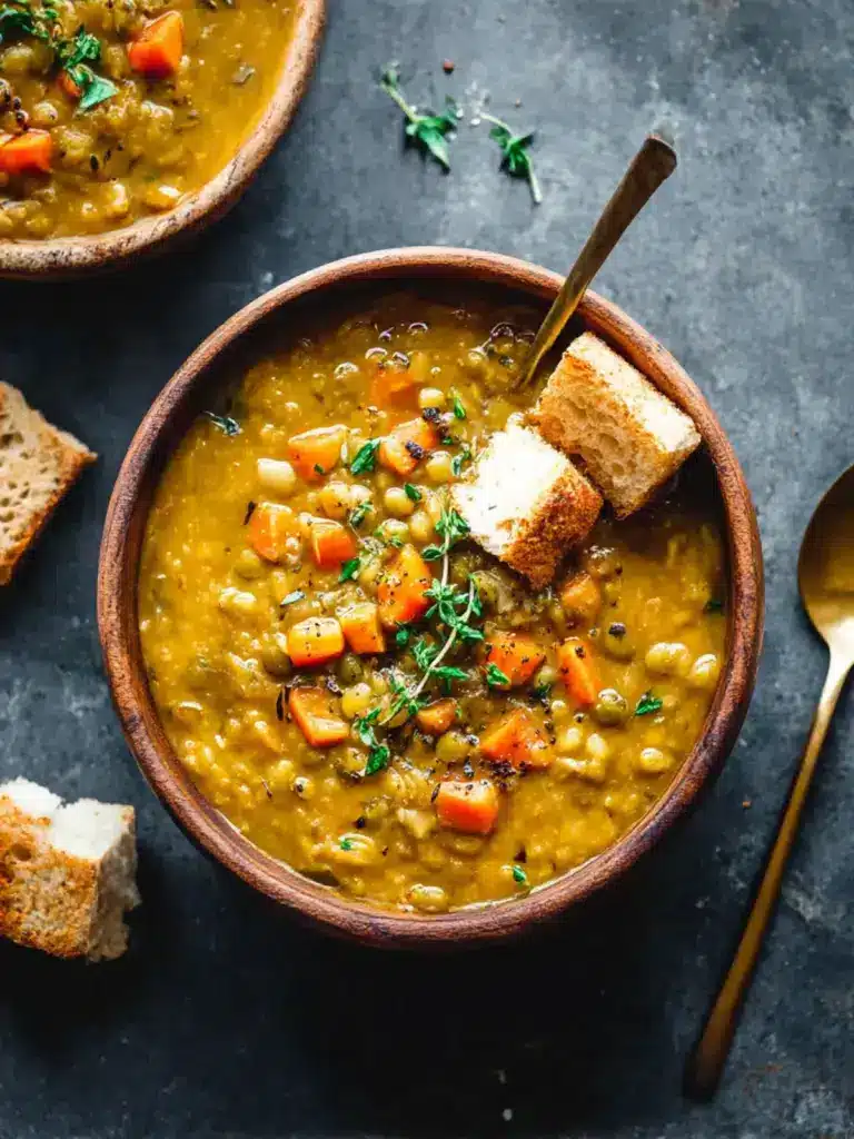 moroccan split pea soup with lamb - featured image