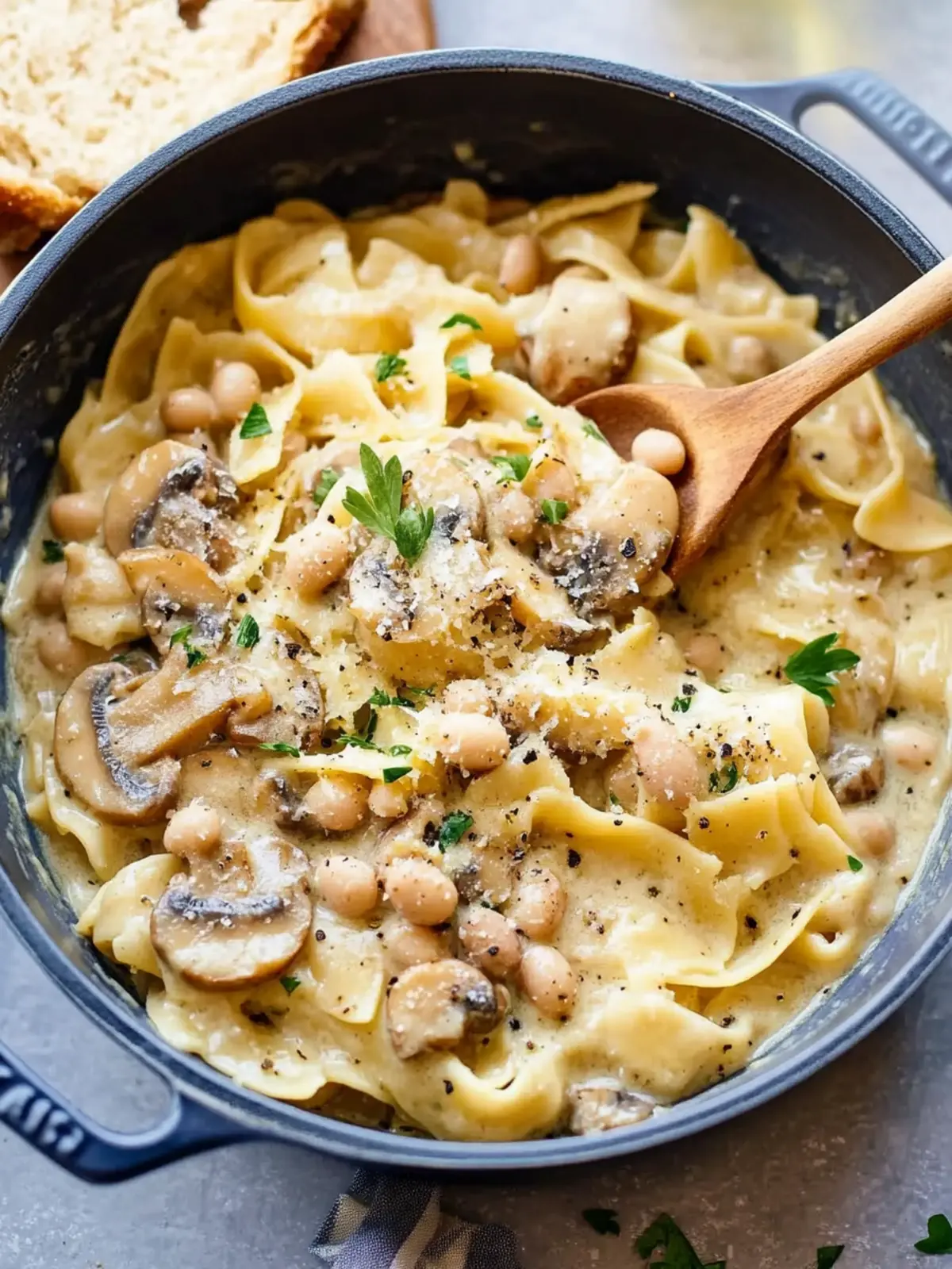 one-pot mushroom white bean pasta preparation steps