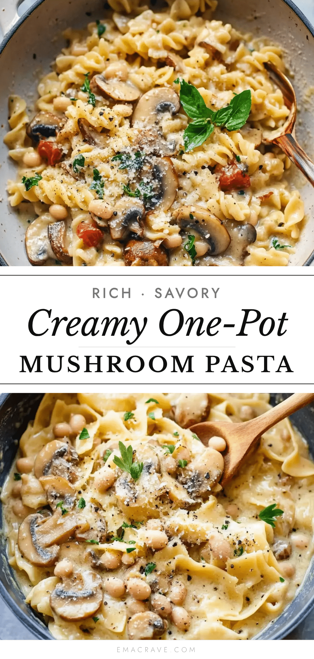 one-pot mushroom white bean pasta recipe