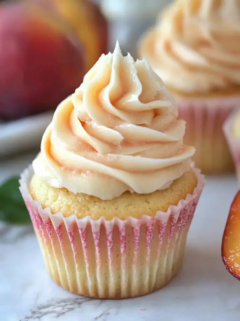 peach bellini cupcakes - featured image