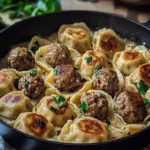 pierogi meatball skillet - featured image