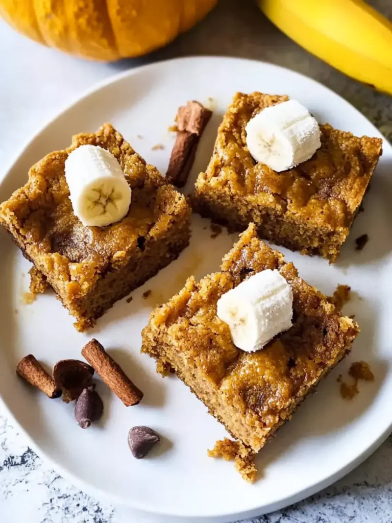 pumpkin banana bread bars - featured image
