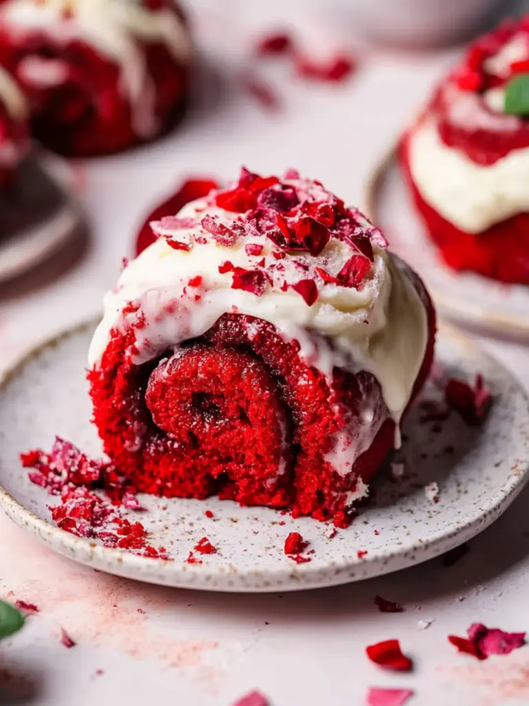 red velvet cinnamon rolls - featured image