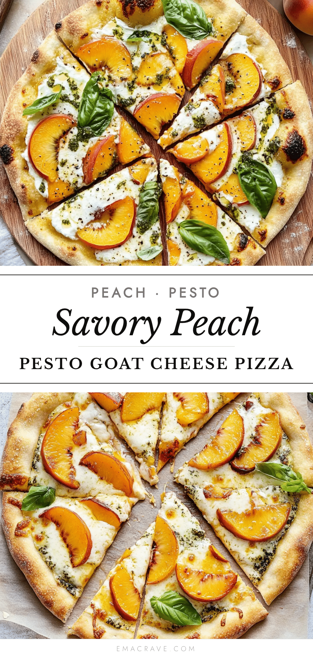 Savory Georgia Peach Pizza with Pesto and Goat Cheese recipe
