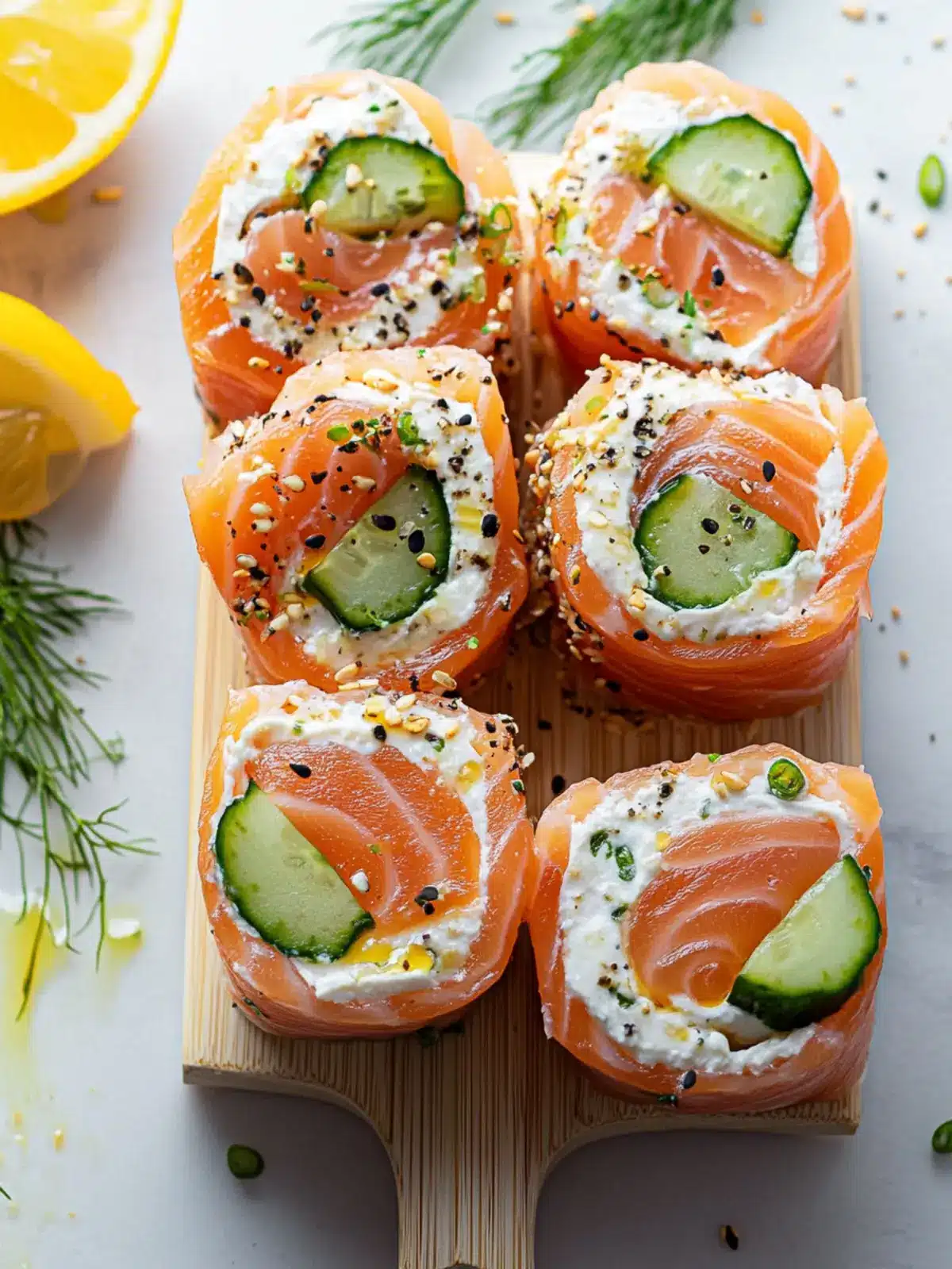 Smoked salmon cream cheese roll-ups preparation steps
