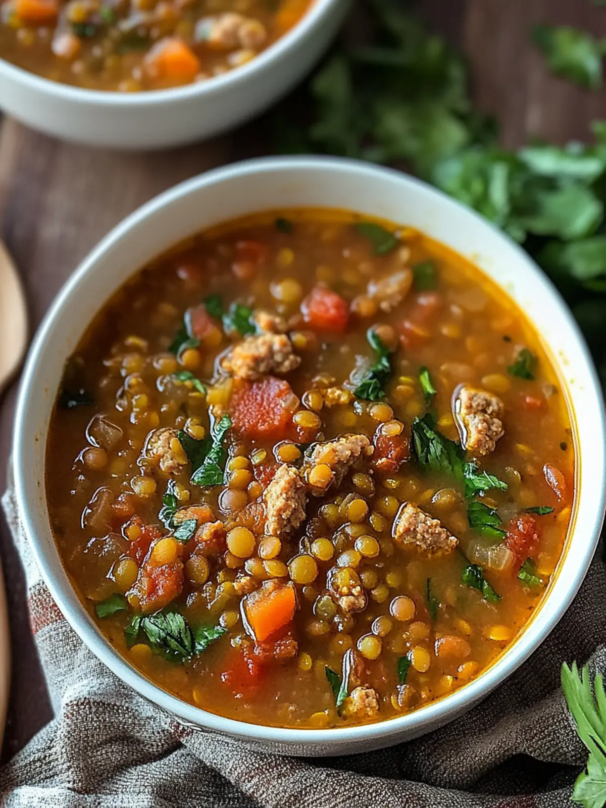 Spicy Sausage Lentil Soup preparation steps