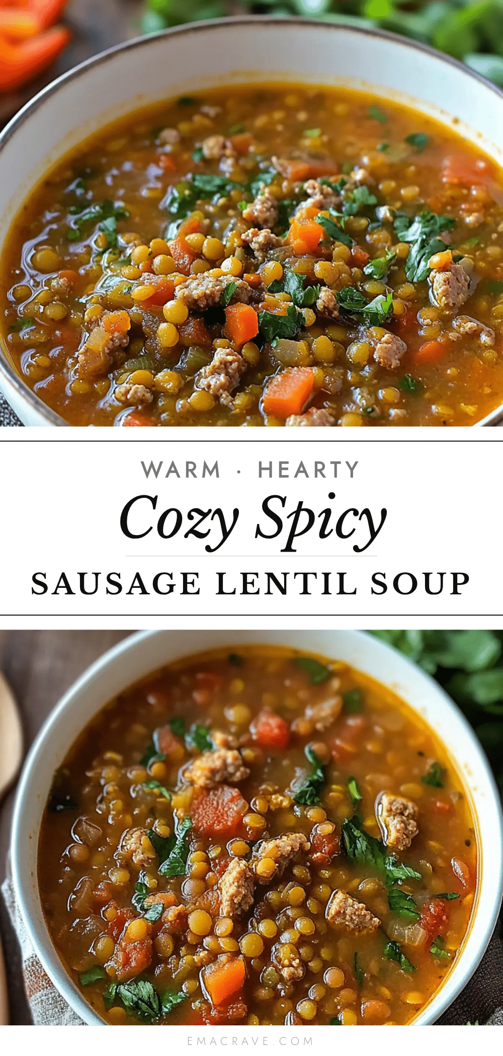 Spicy Sausage Lentil Soup recipe