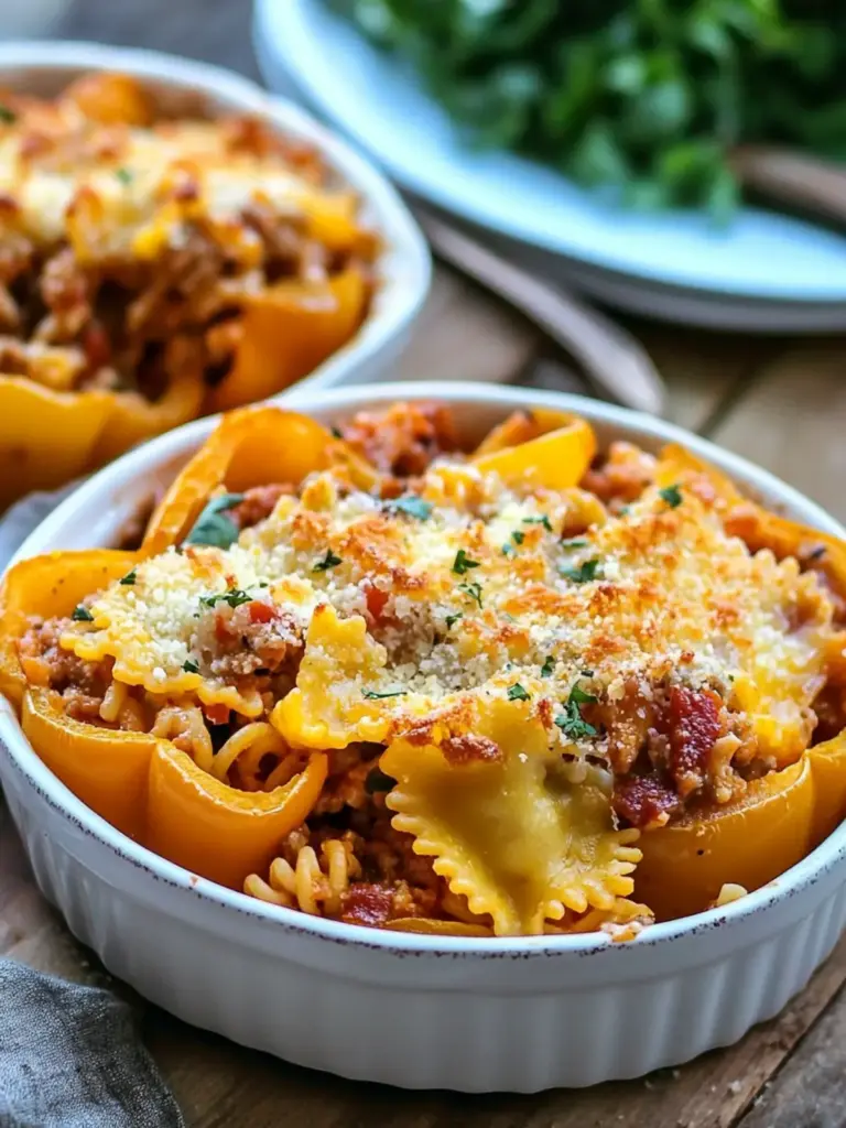 stuffed peppers pasta casserole - featured image