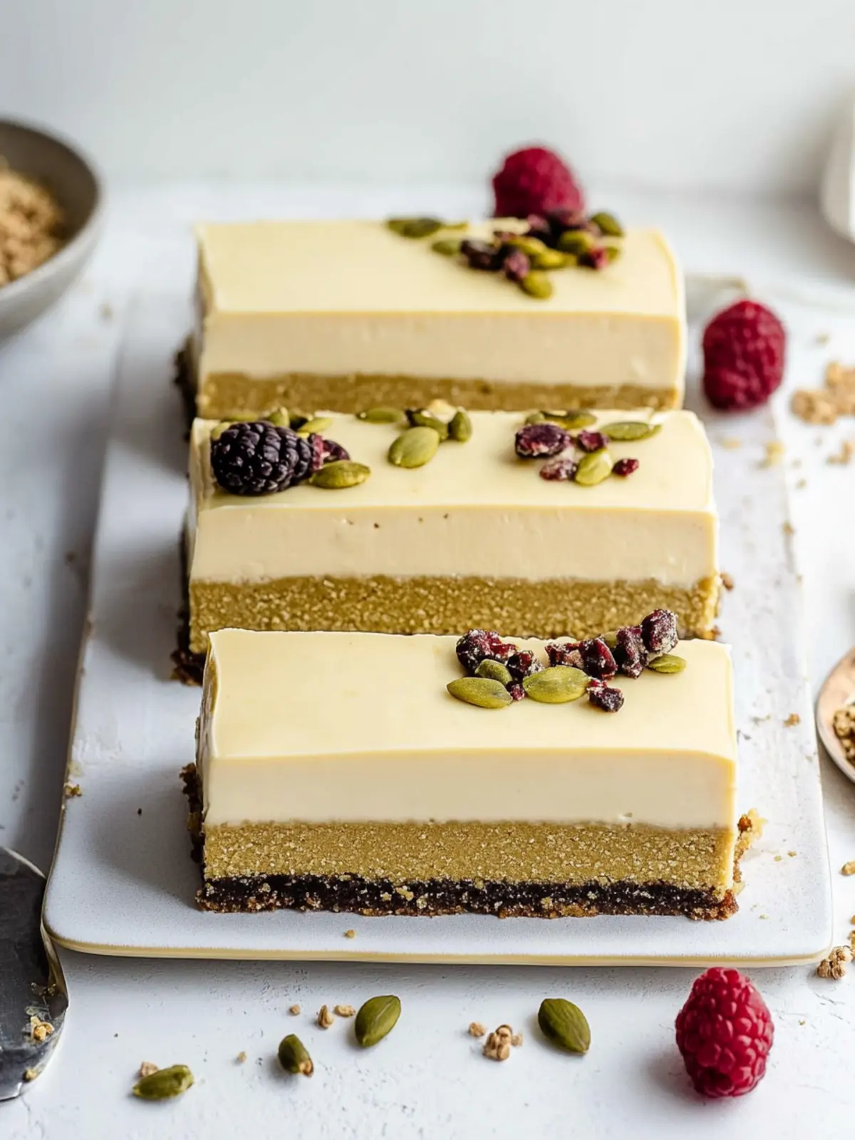 vegan Dubai cheesecake bars preparation steps
