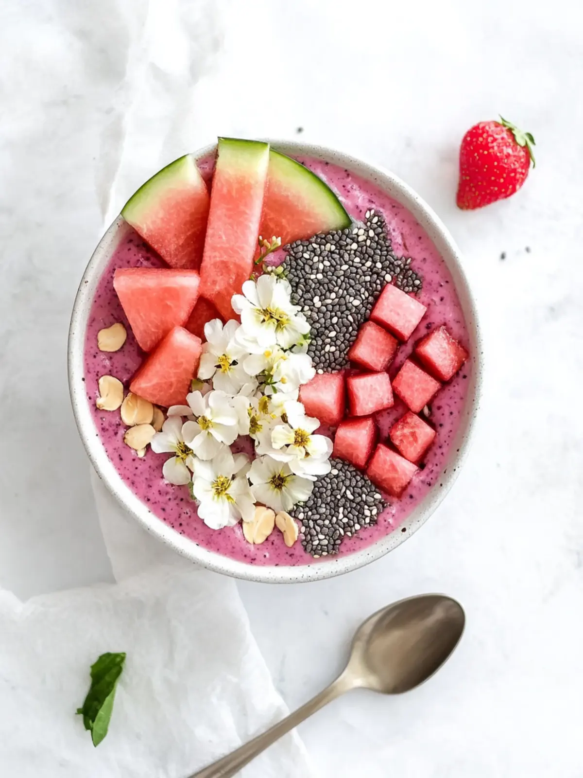 vegan watermelon acai bowl preparation steps