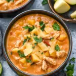 white cheddar apple chicken chili - featured image