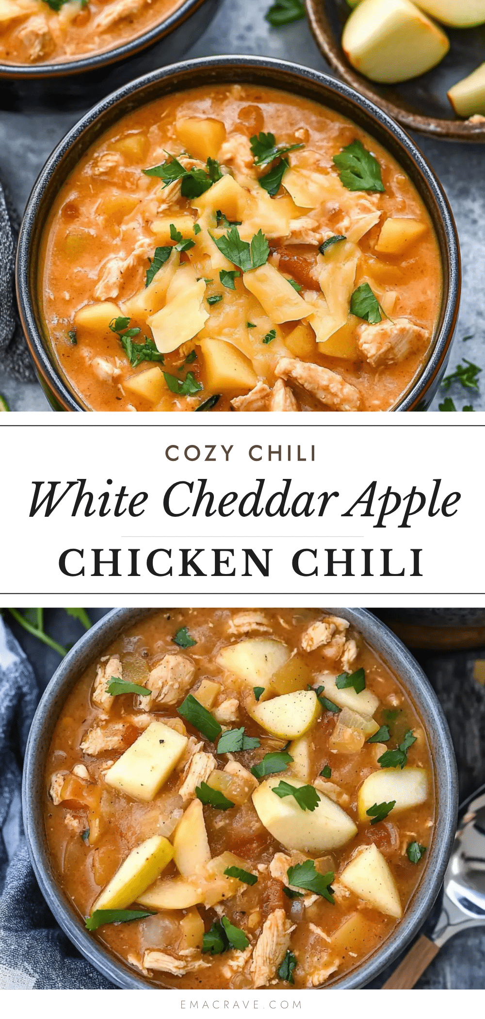 white cheddar apple chicken chili recipe