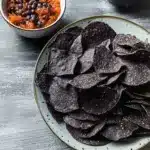 black bean chips with mango salsa - featured image