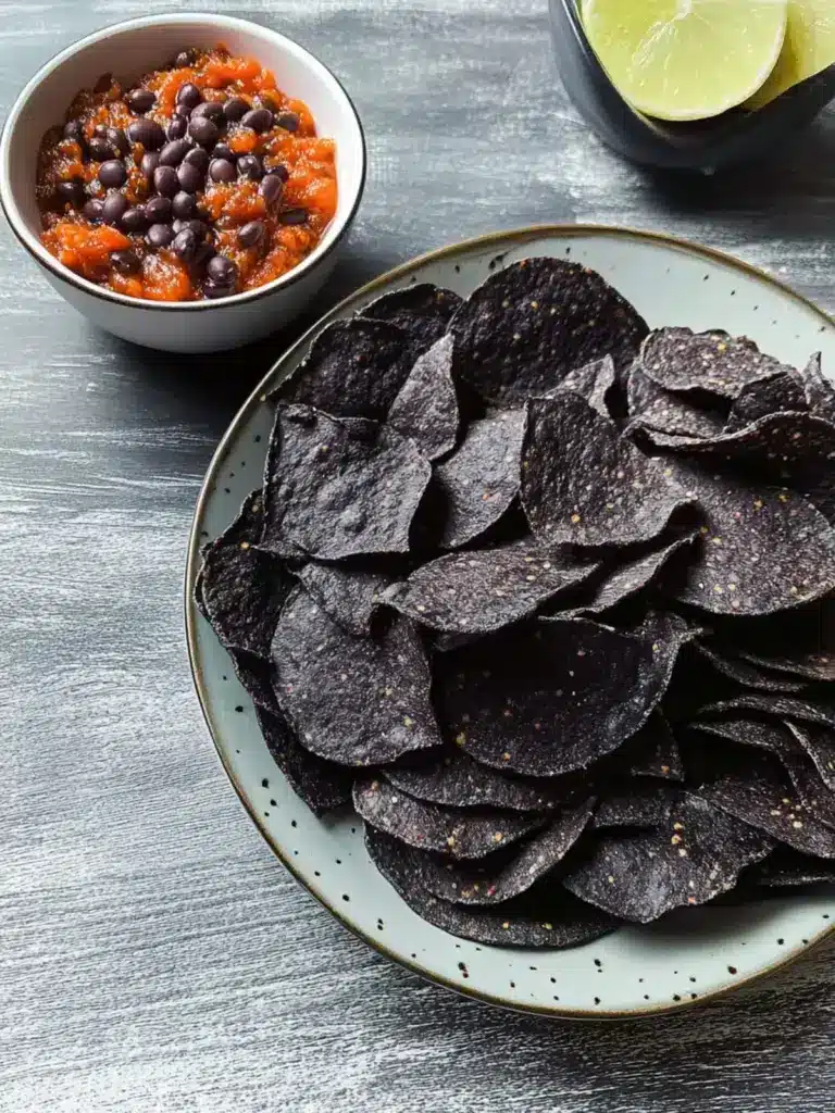 black bean chips with mango salsa - featured image
