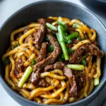 black pepper beef udon noodles - featured image