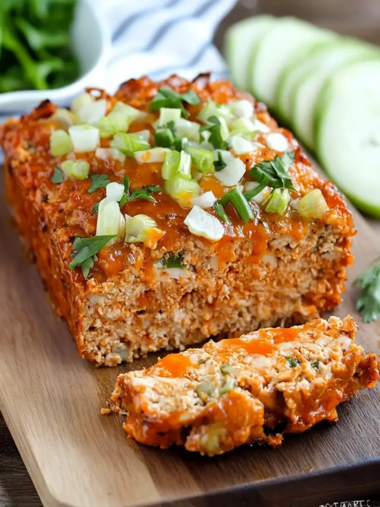 buffalo chicken meatloaf with ranch drizzle - featured image
