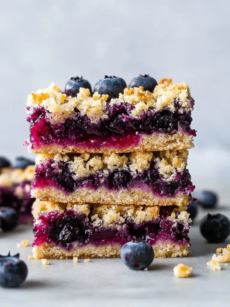 buttery blueberry crumble bars - featured image