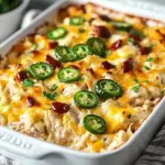 cheesy jalapeno popper chicken casserole - featured image