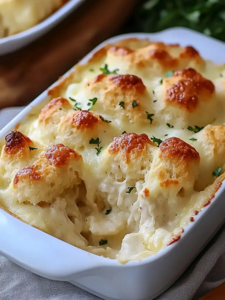 chicken alfredo biscuit bake - featured image