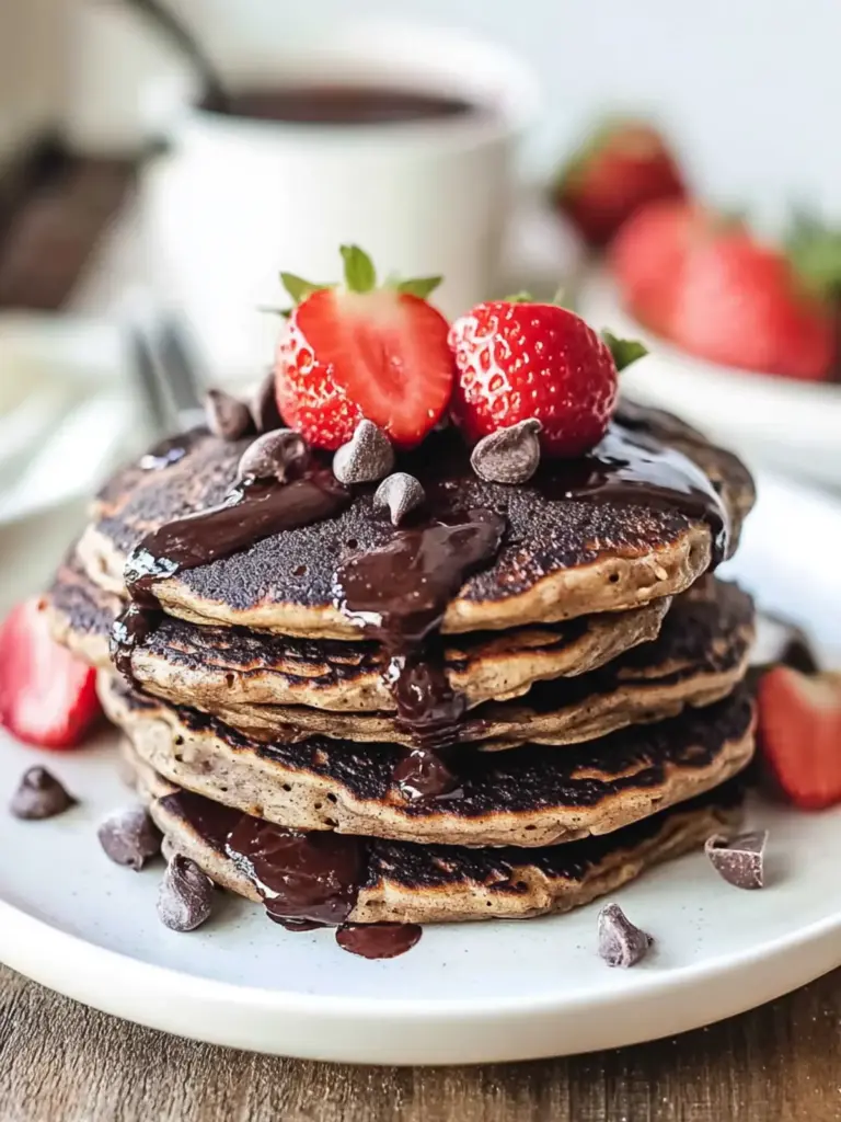chocolate oat pancakes - featured image