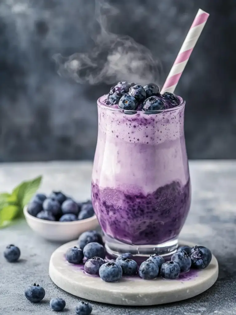 cozy blueberry milk tea recipe - featured image