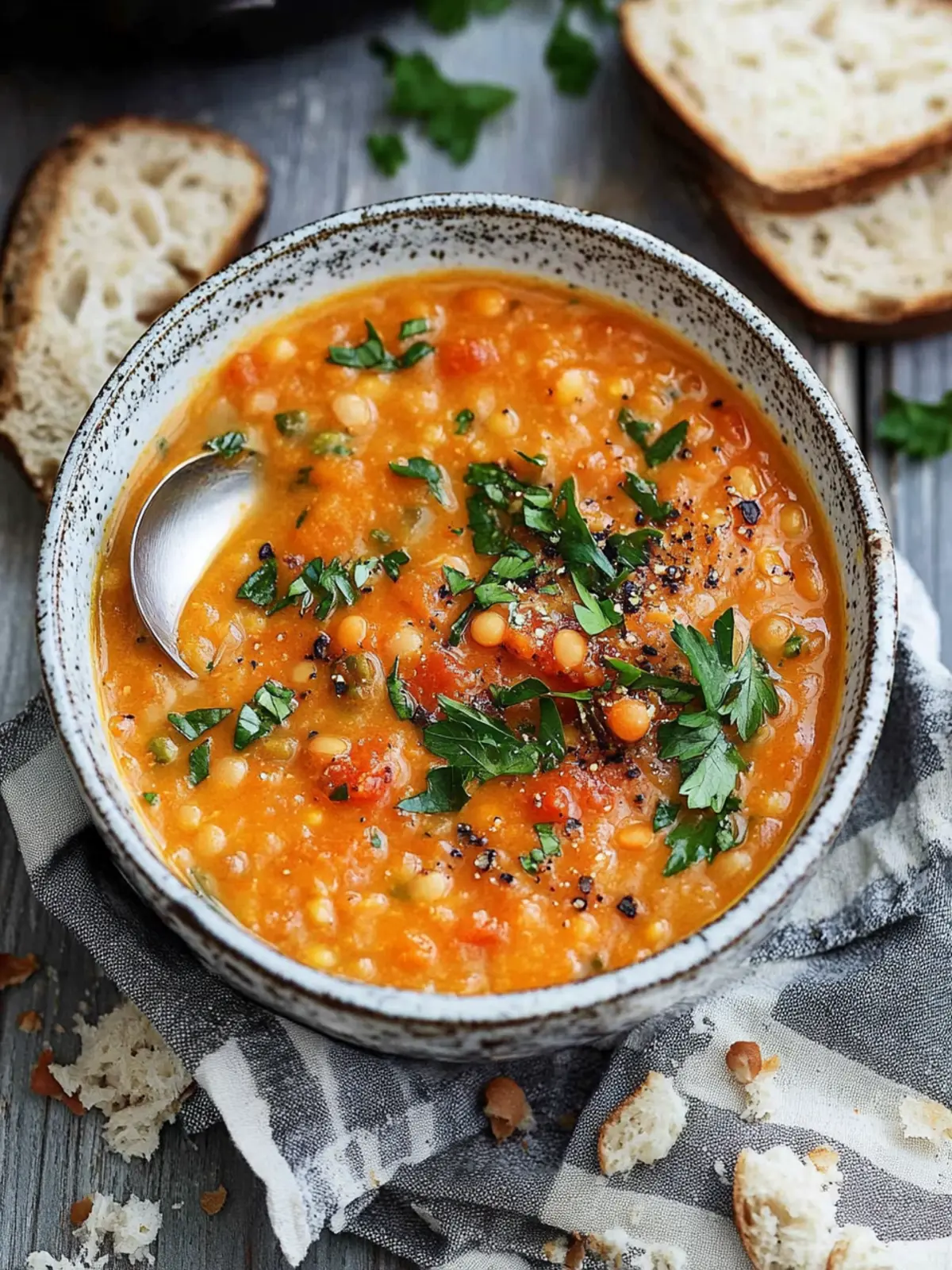 cozy red lentil soup preparation steps