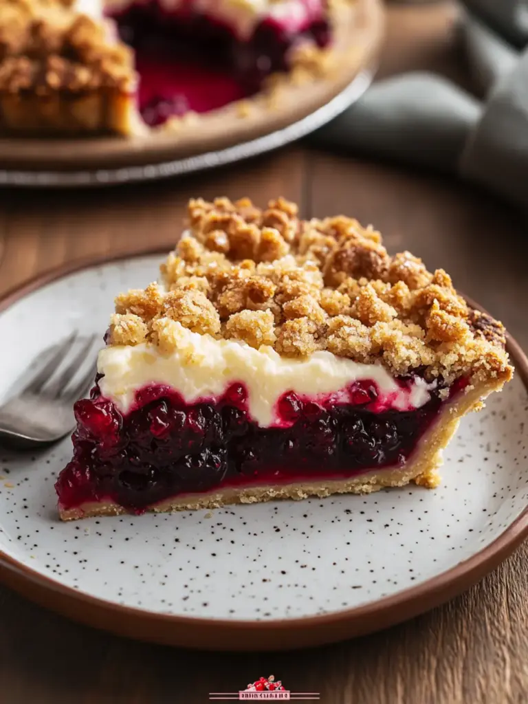 cranberry cream cheese crumb pie - featured image