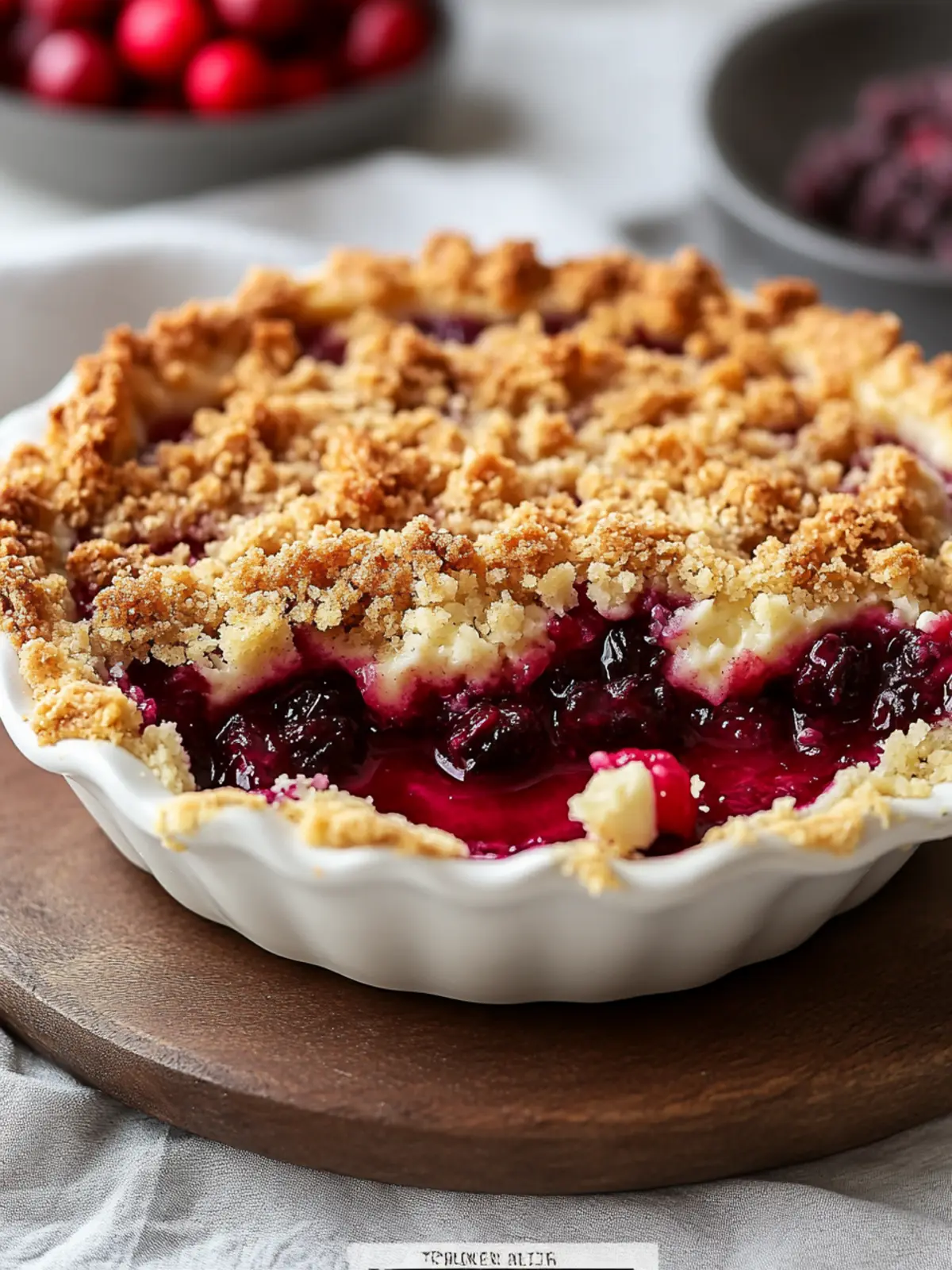cranberry cream cheese crumb pie preparation steps
