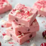 creamy cherry vanilla bean fudge - featured image